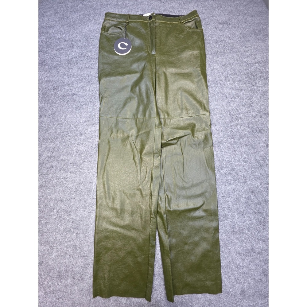 Cultnaked Killa Faux Leather Trousers Pants Women's XXL Green Straight Leg NWT